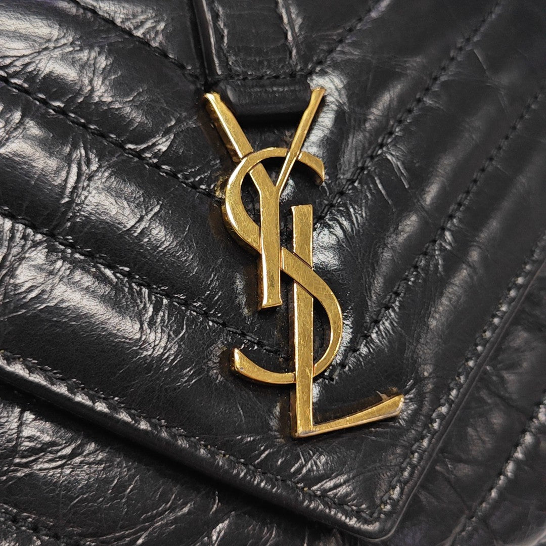 ENVELOPE Small Chevron Calfskin Black