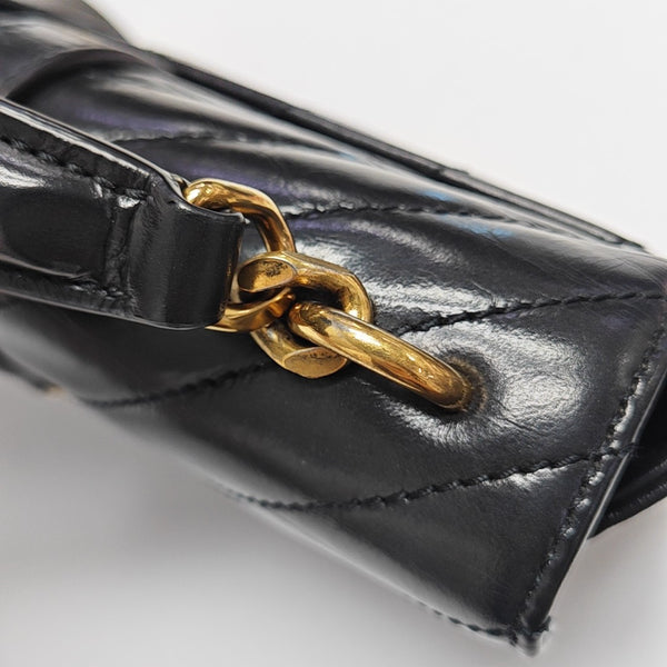 ENVELOPE Small Chevron Calfskin Black