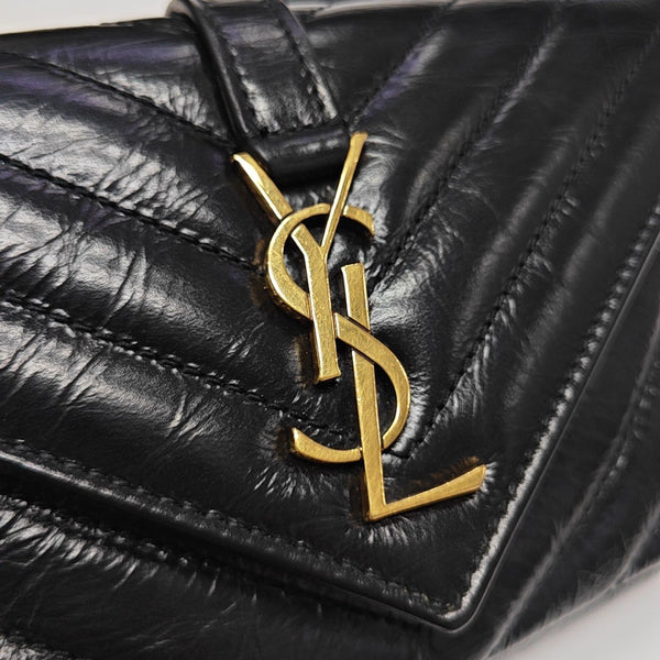 ENVELOPE Small Chevron Calfskin Black