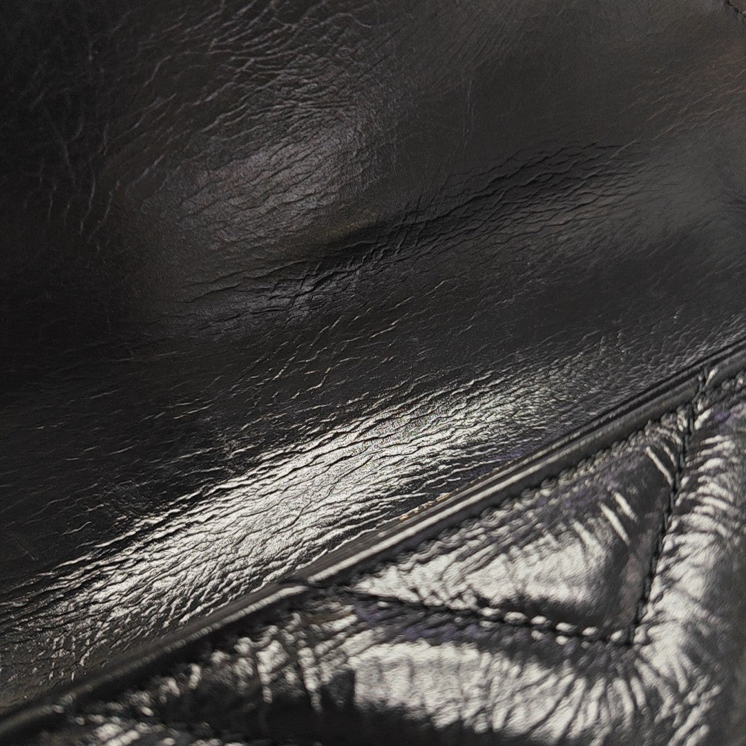 ENVELOPE Small Chevron Calfskin Black