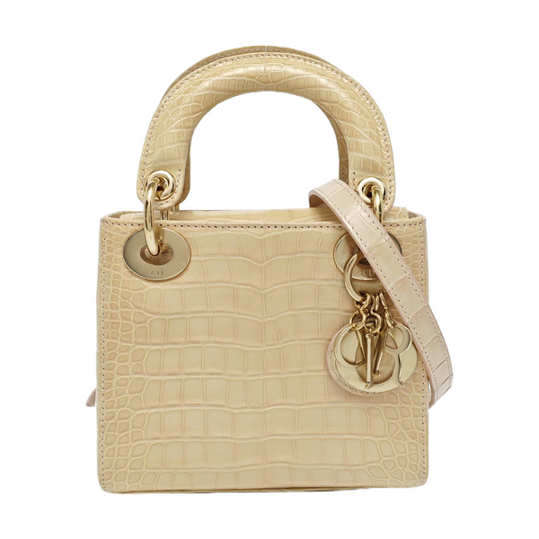 Lady Dior Mini Crocodile Beige