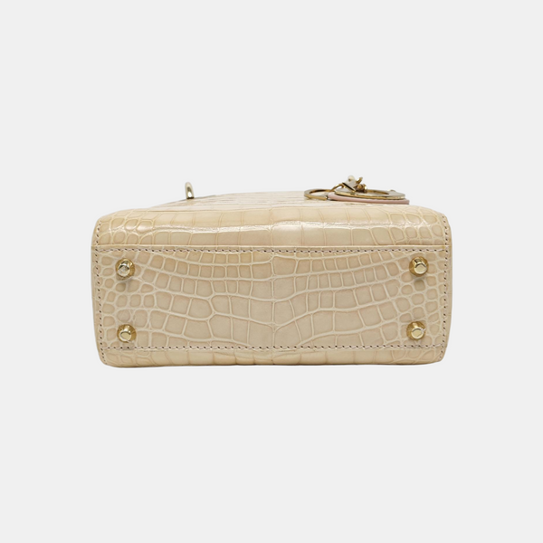 Lady Dior Mini Crocodile Beige