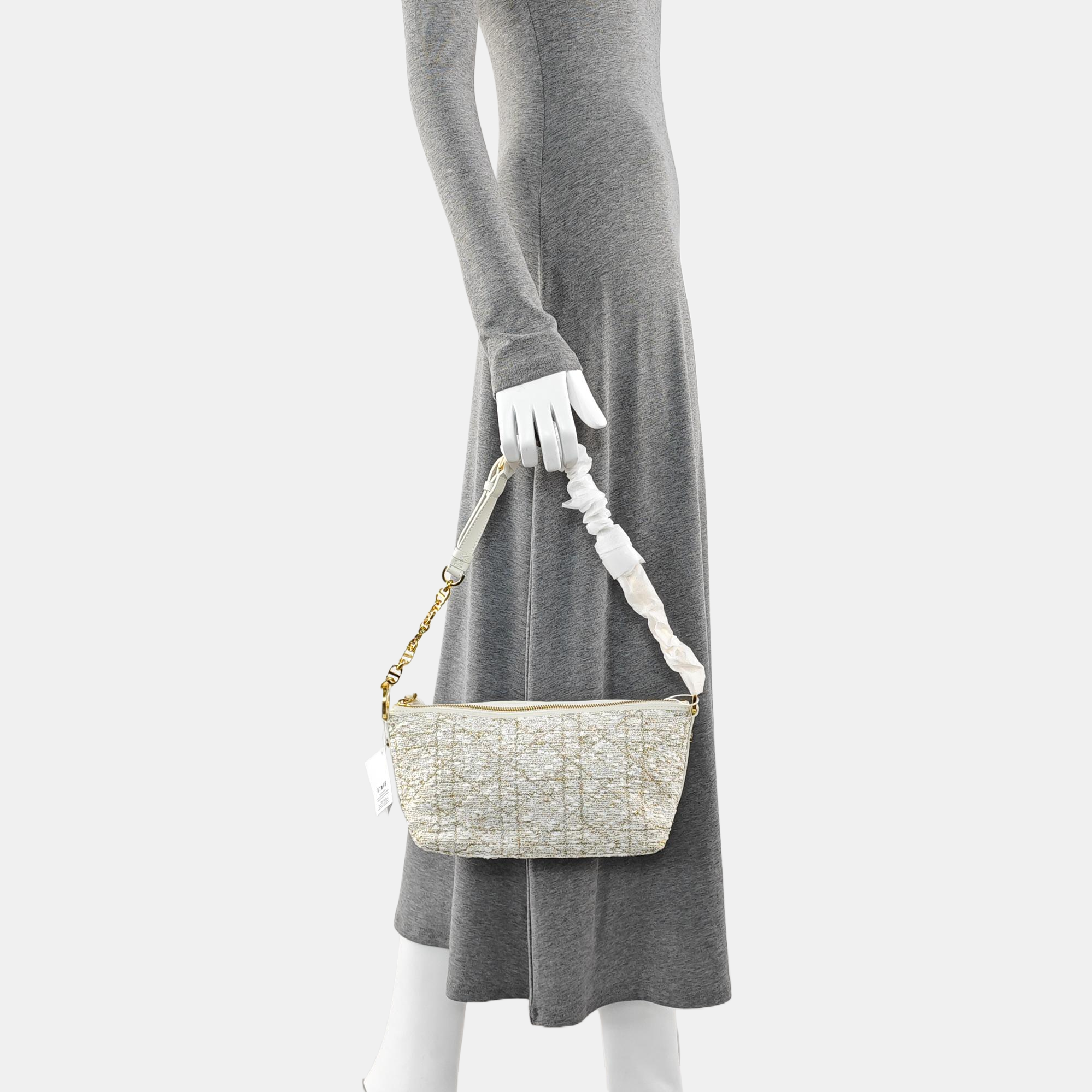 Diorstar Hobo Cannage Fabric White