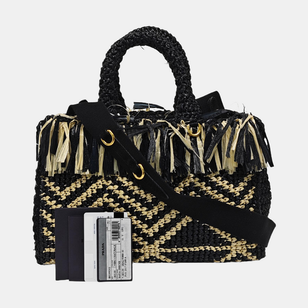 Straw Shoulder Bag Black