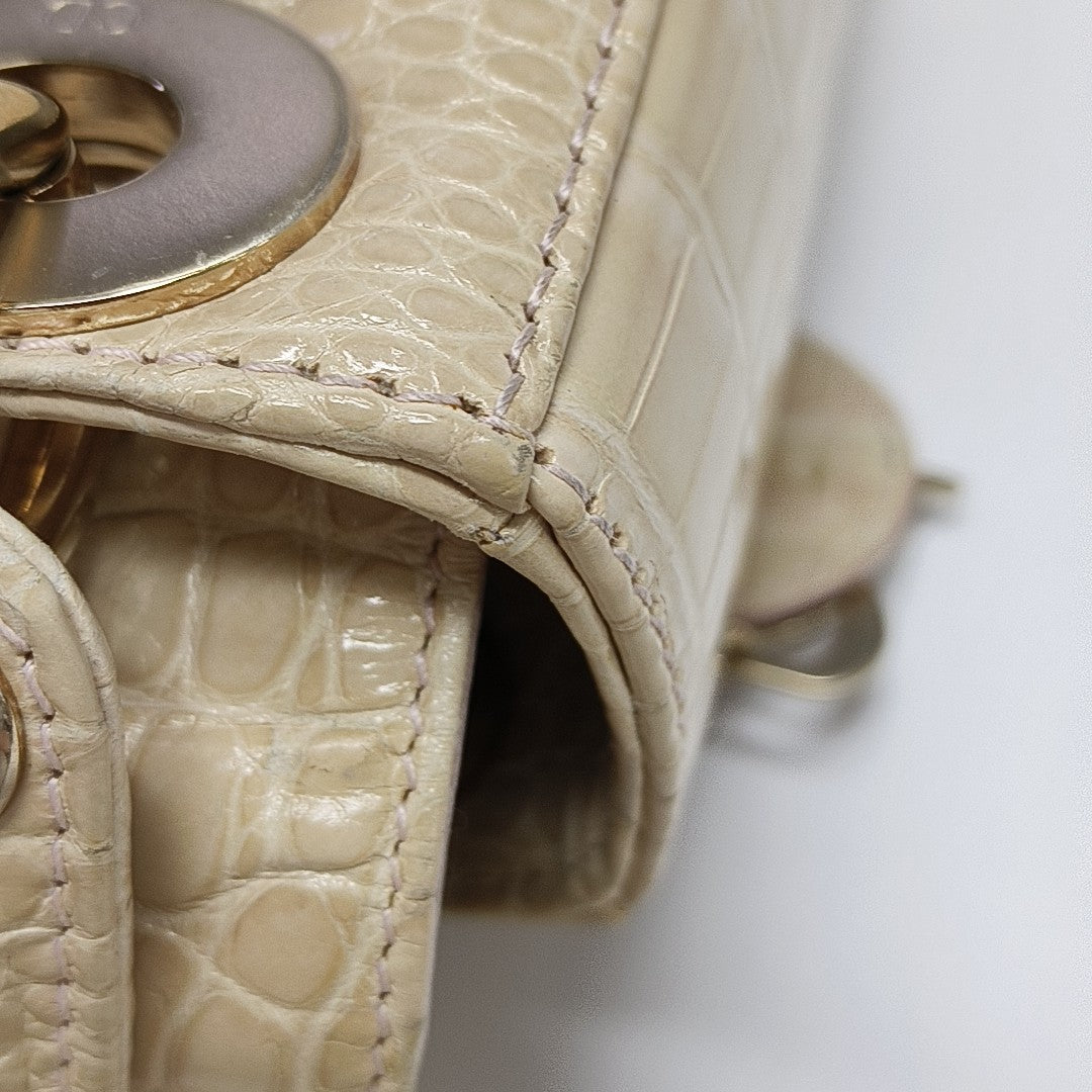Lady Dior Mini Crocodile Beige