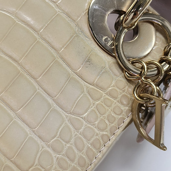 Lady Dior Mini Crocodile Beige