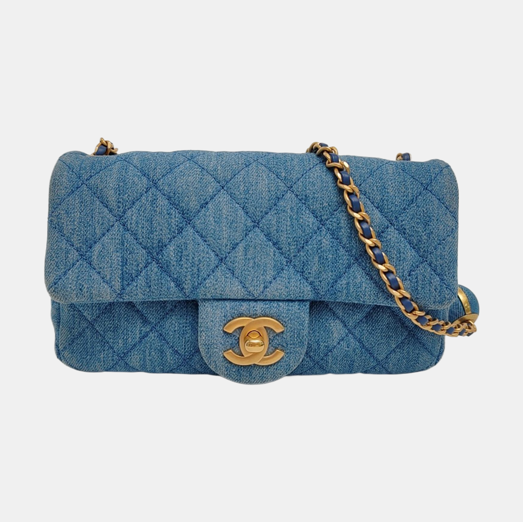 CLASSIC FLAP Mini Quilted Denim Blue