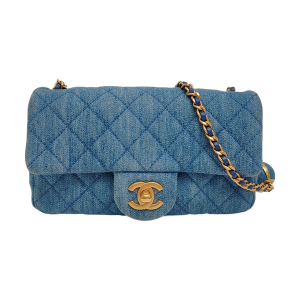 CLASSIC FLAP Mini Quilted Denim Blue