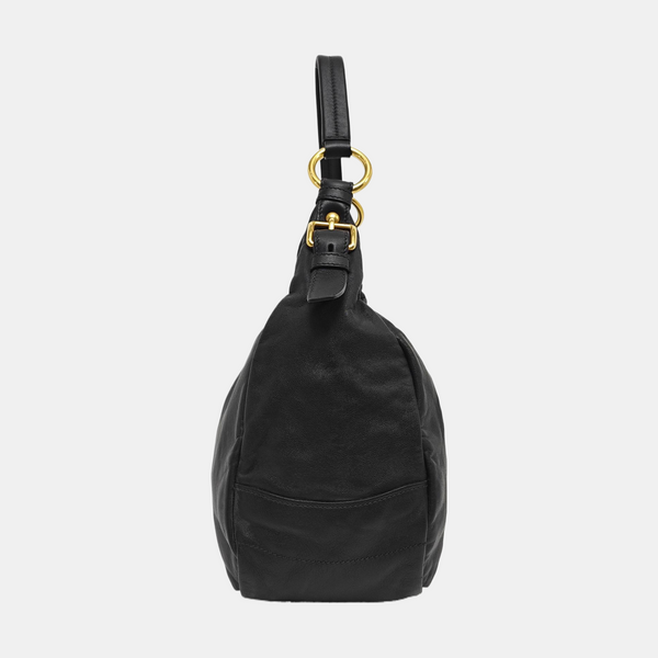 Calfskin Top Handle Bag Black