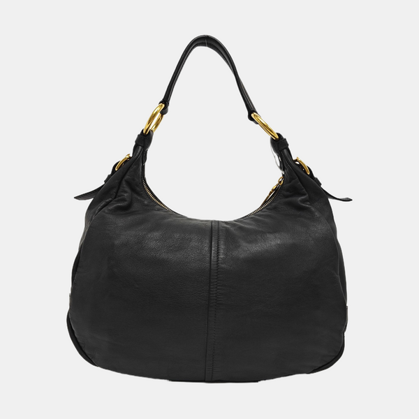 Calfskin Top Handle Bag Black