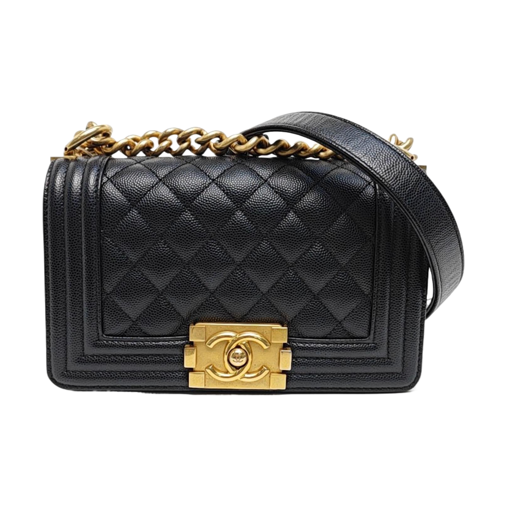 BOY CHANEL Small Quilted Grained Calfskin Black