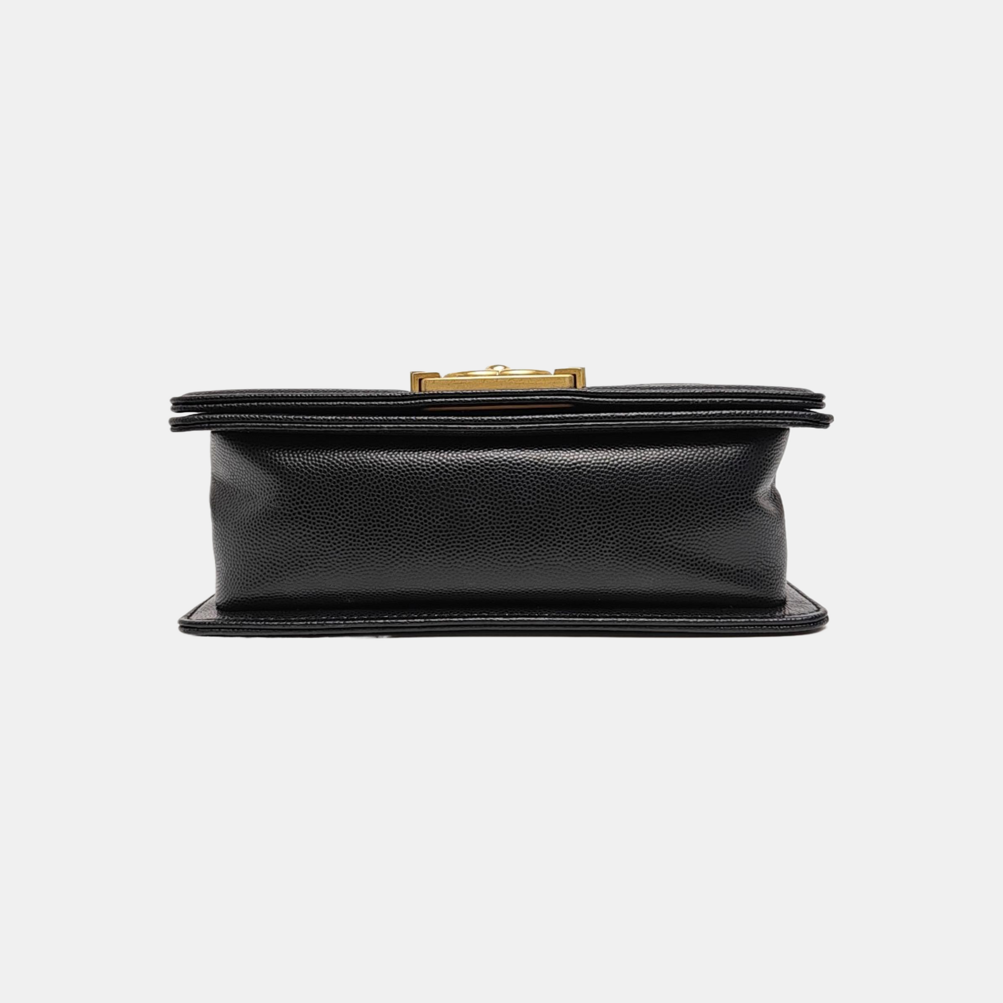 BOY CHANEL Small Quilted Grained Calfskin Black