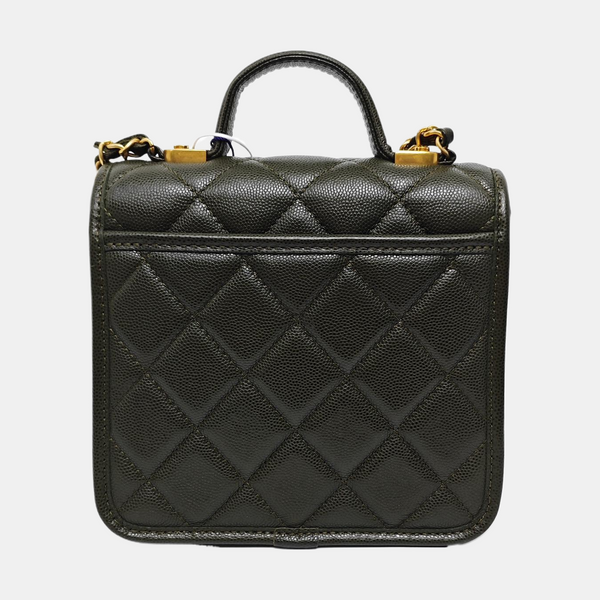 Quilted Grained Calfskin Small Green