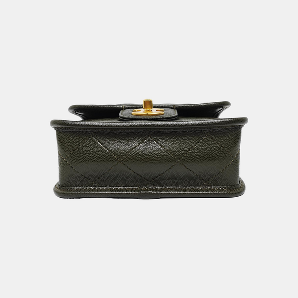 Quilted Grained Calfskin Small Green