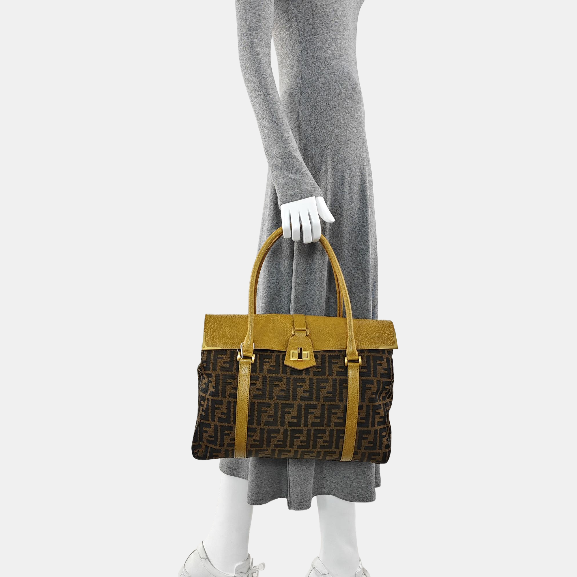 Canvas Top Handle Bag Brown