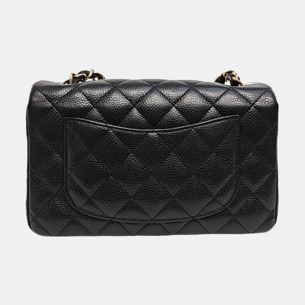 CLASSIC FLAP Mini Quilted Grained Calfskin Black
