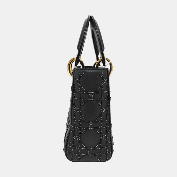 Lady Dior Mini Cannage Calfskin Black