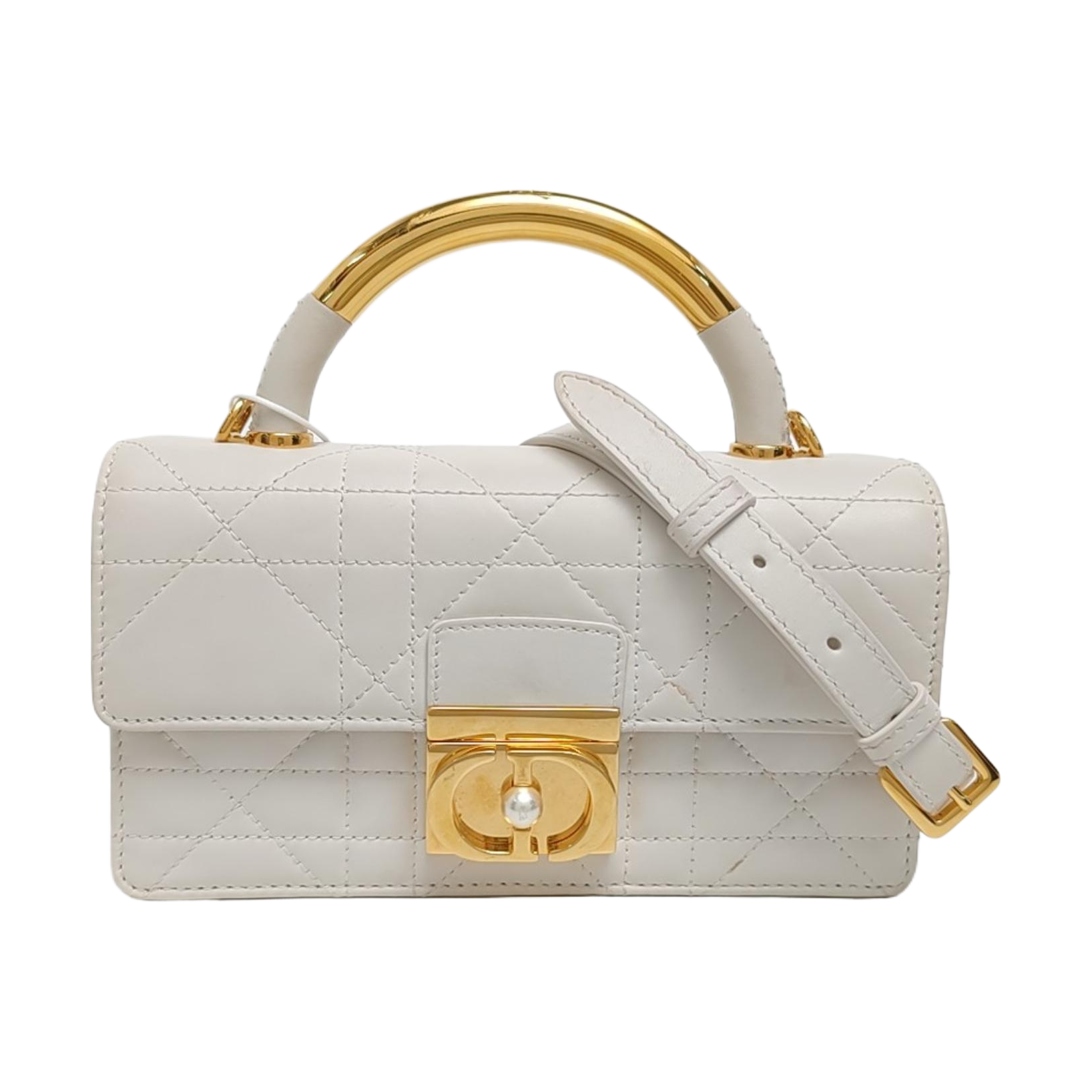 Miss Dior Mini Cannage Calfskin White