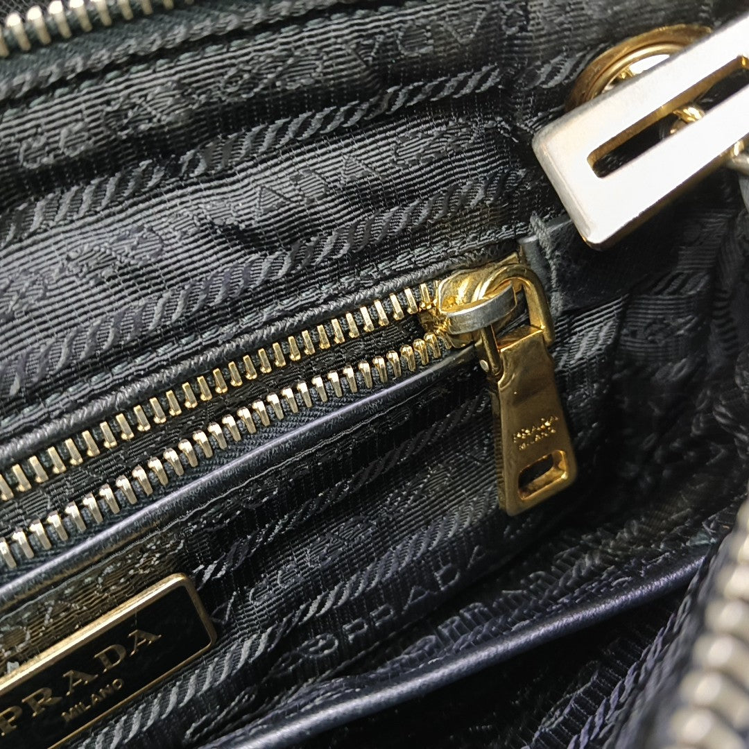 Quilted Nylon Shoulder Bag Black