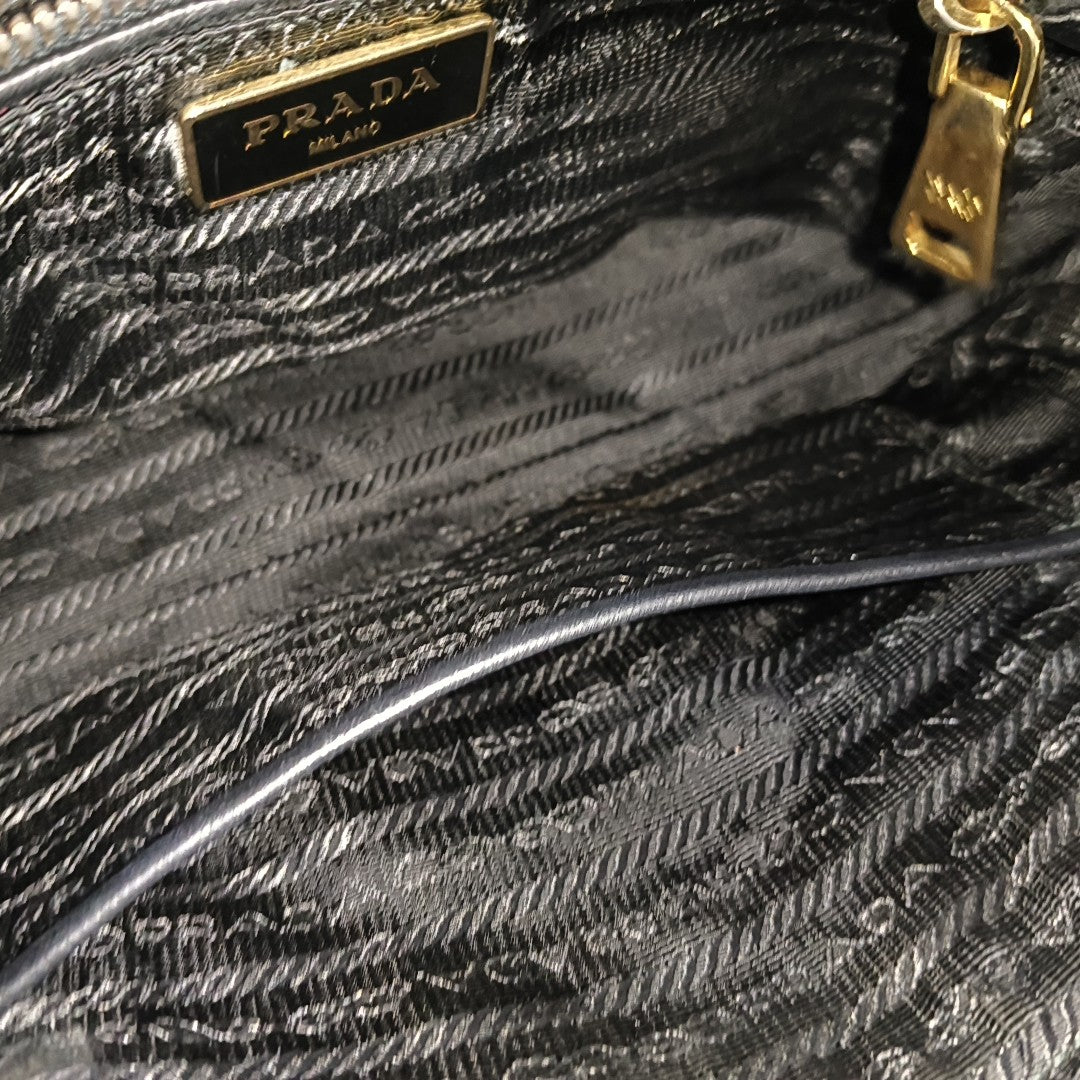 Quilted Nylon Shoulder Bag Black