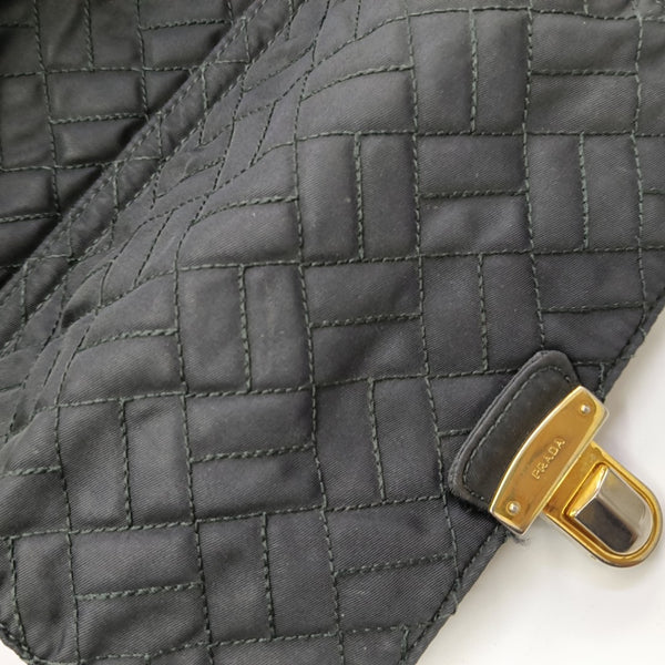 Quilted Nylon Shoulder Bag Black