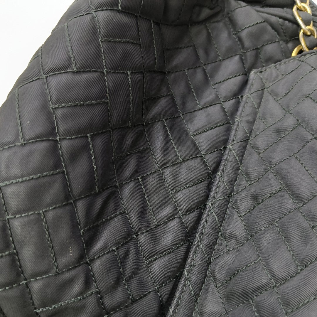 Quilted Nylon Shoulder Bag Black