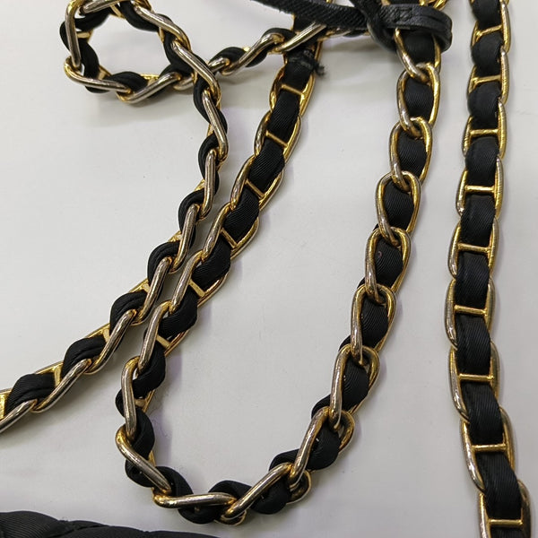 Quilted Nylon Shoulder Bag Black