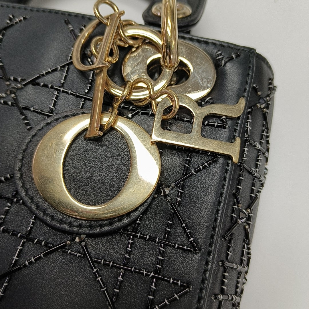 Lady Dior Mini Cannage Calfskin Black