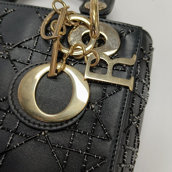 Lady Dior Mini Cannage Calfskin Black