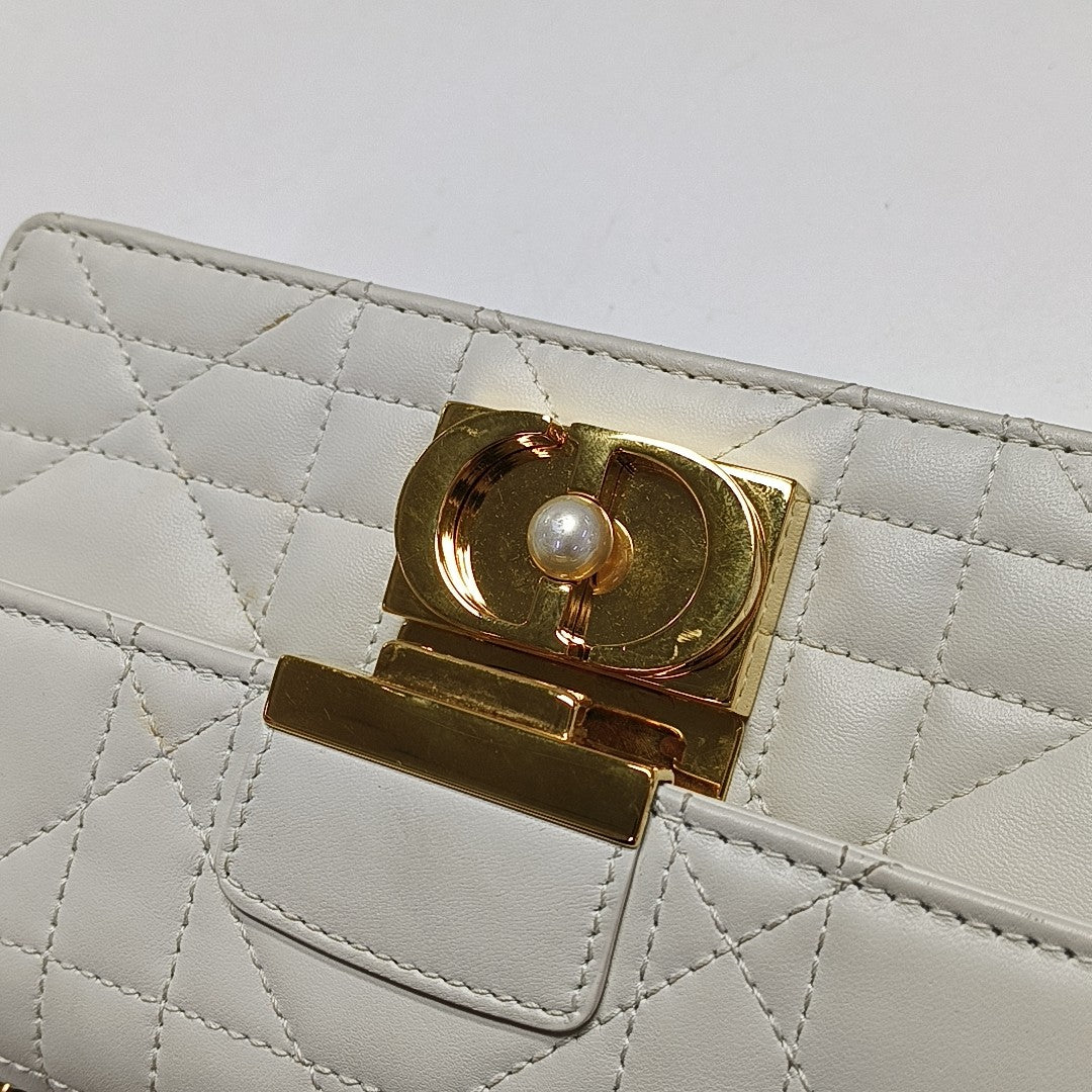 Miss Dior Mini Cannage Calfskin White