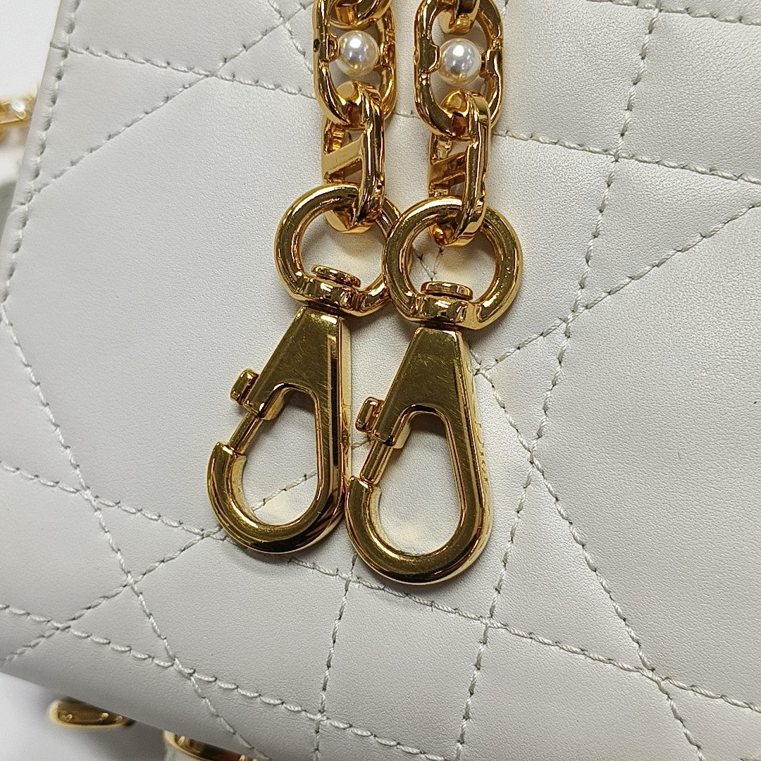 Miss Dior Mini Cannage Calfskin White
