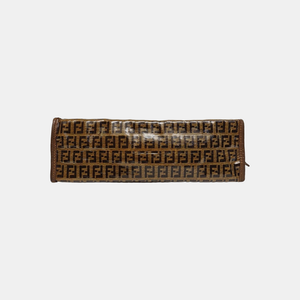 Coated Canvas Clutch Brown