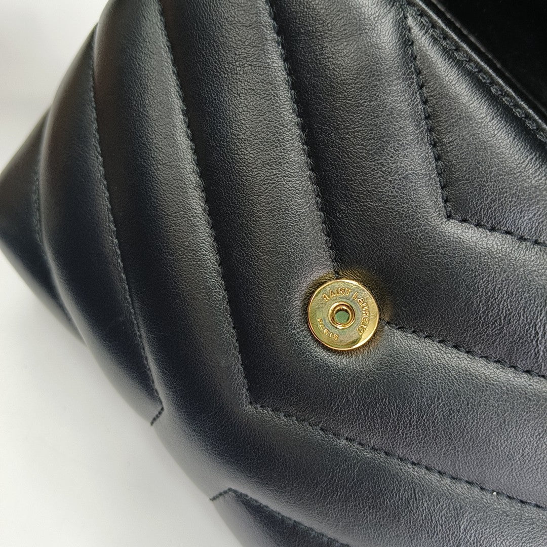 LOULOU Extra Small Chevron Calfskin Black