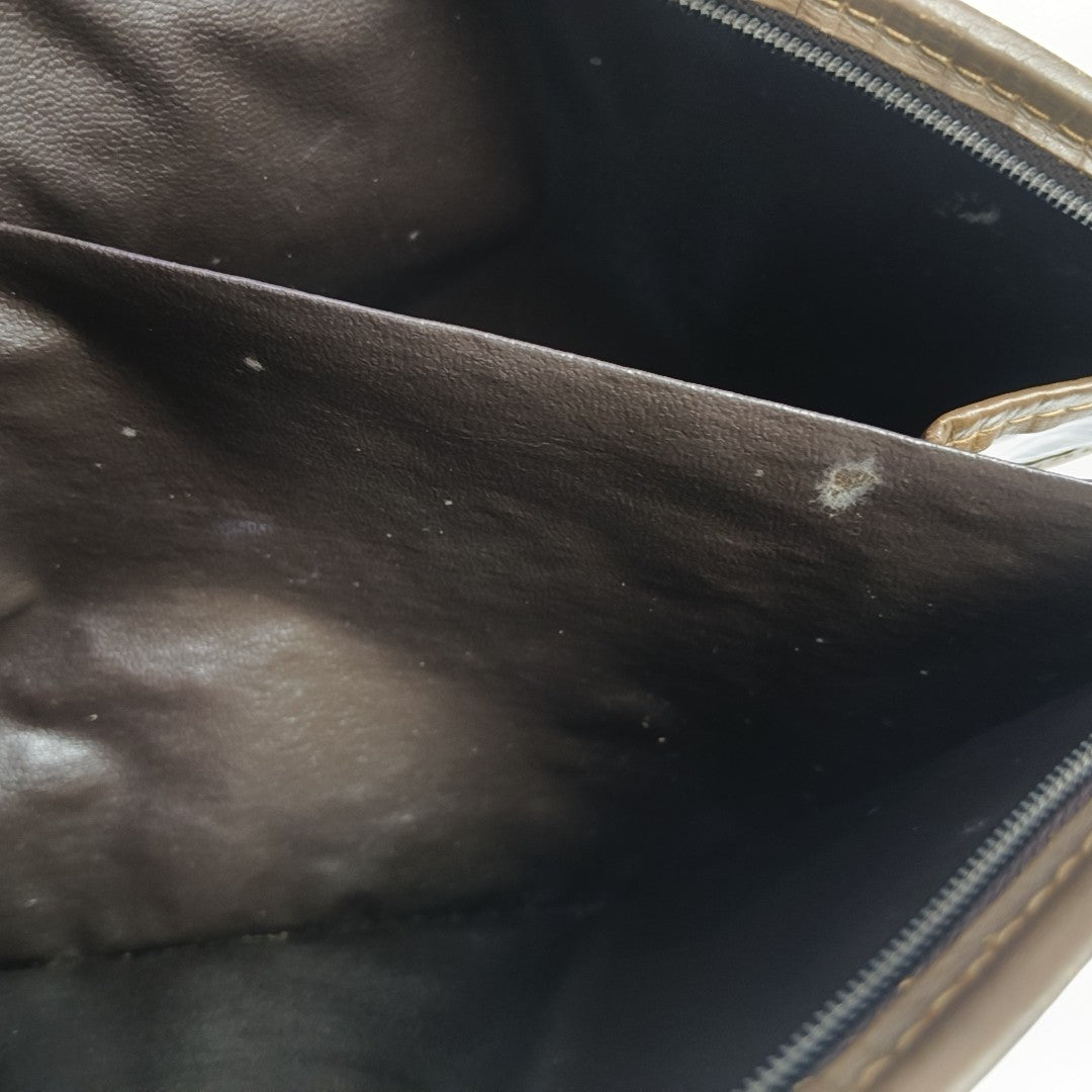 Coated Canvas Clutch Brown