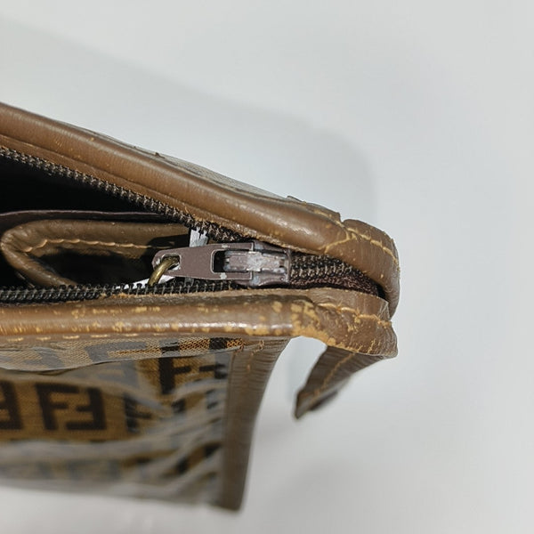 Coated Canvas Clutch Brown