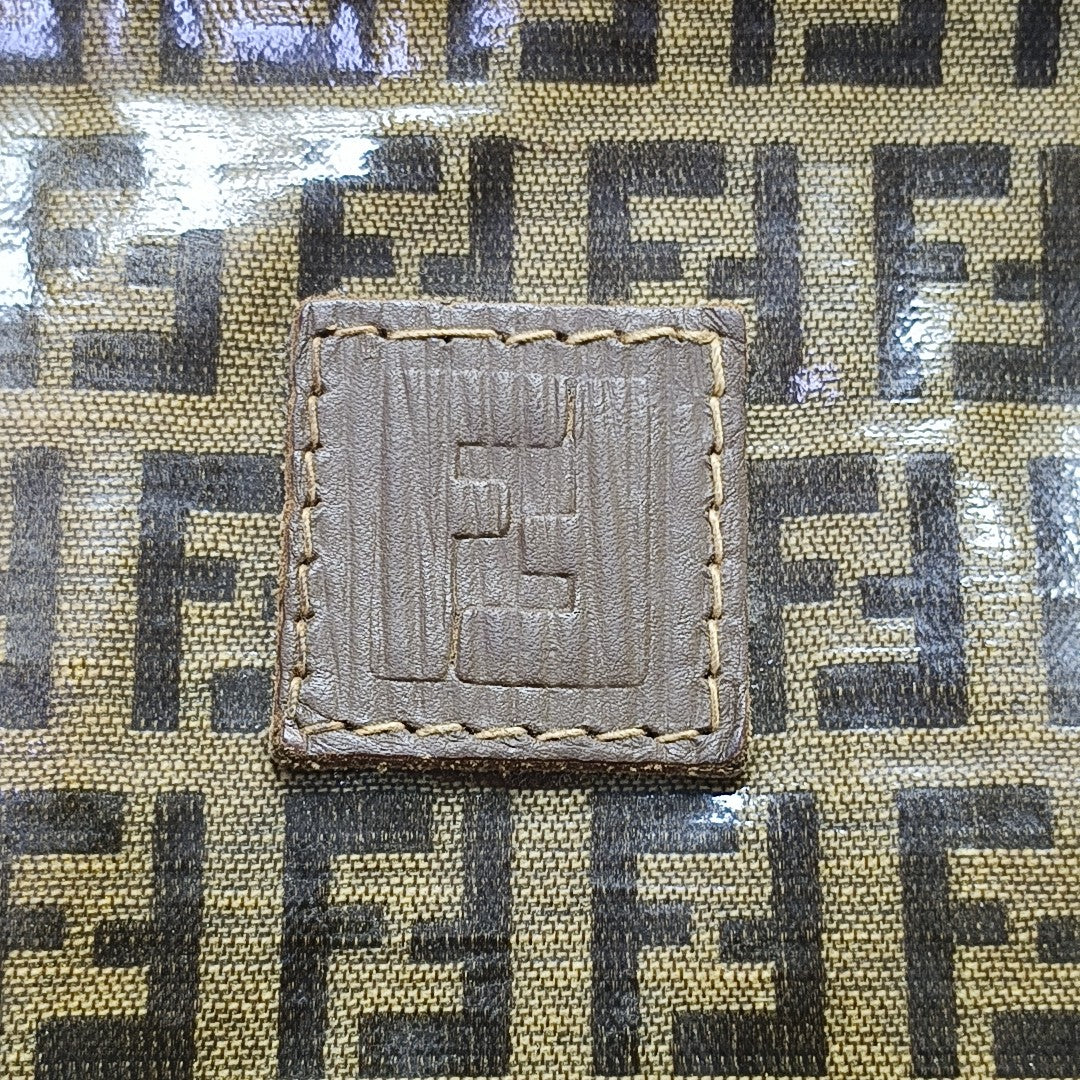 Coated Canvas Clutch Brown