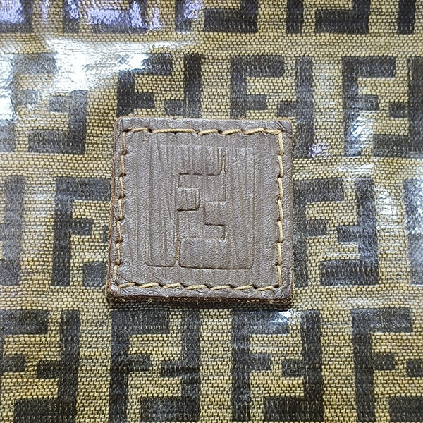 Coated Canvas Clutch Brown