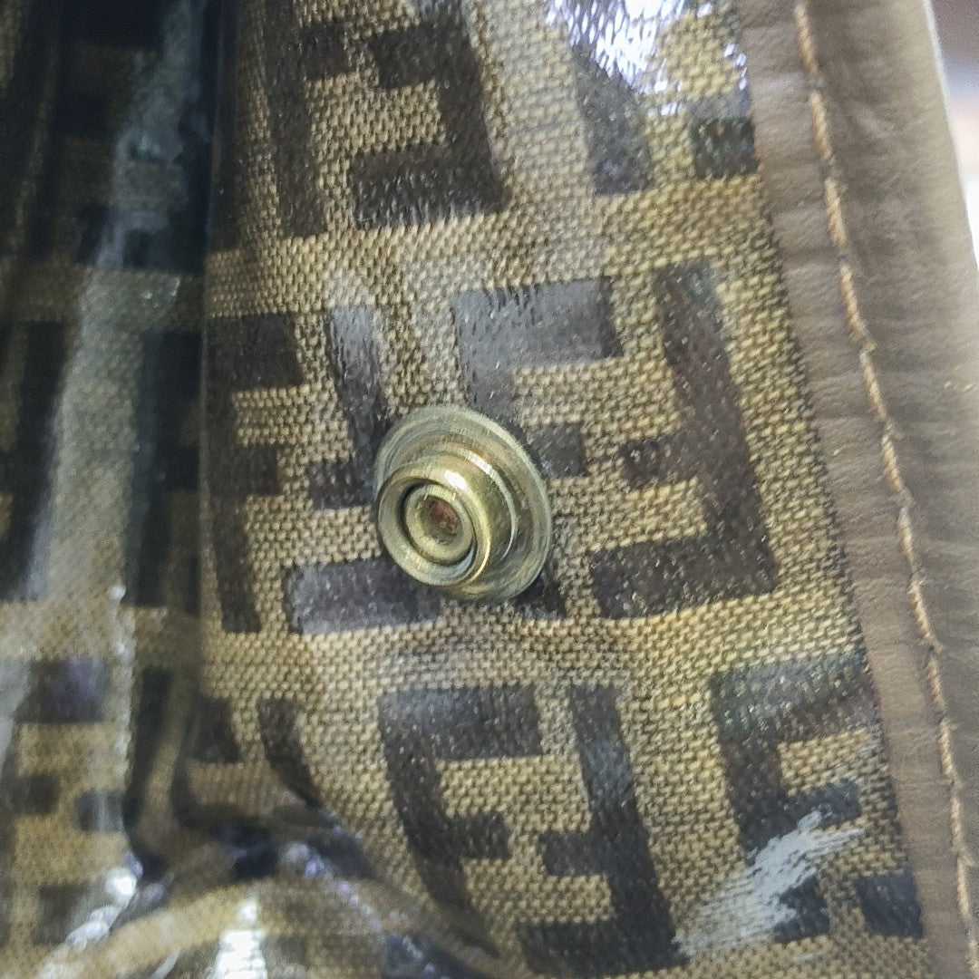Coated Canvas Clutch Brown