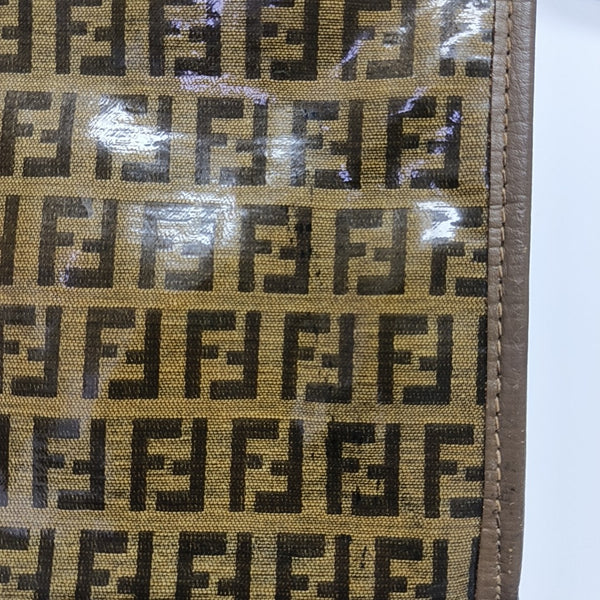 Coated Canvas Clutch Brown
