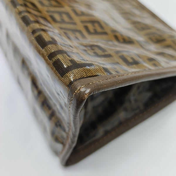 Coated Canvas Clutch Brown