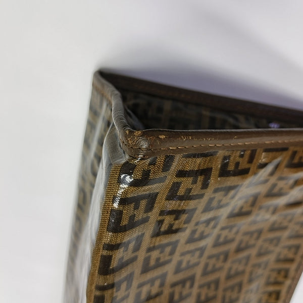 Coated Canvas Clutch Brown
