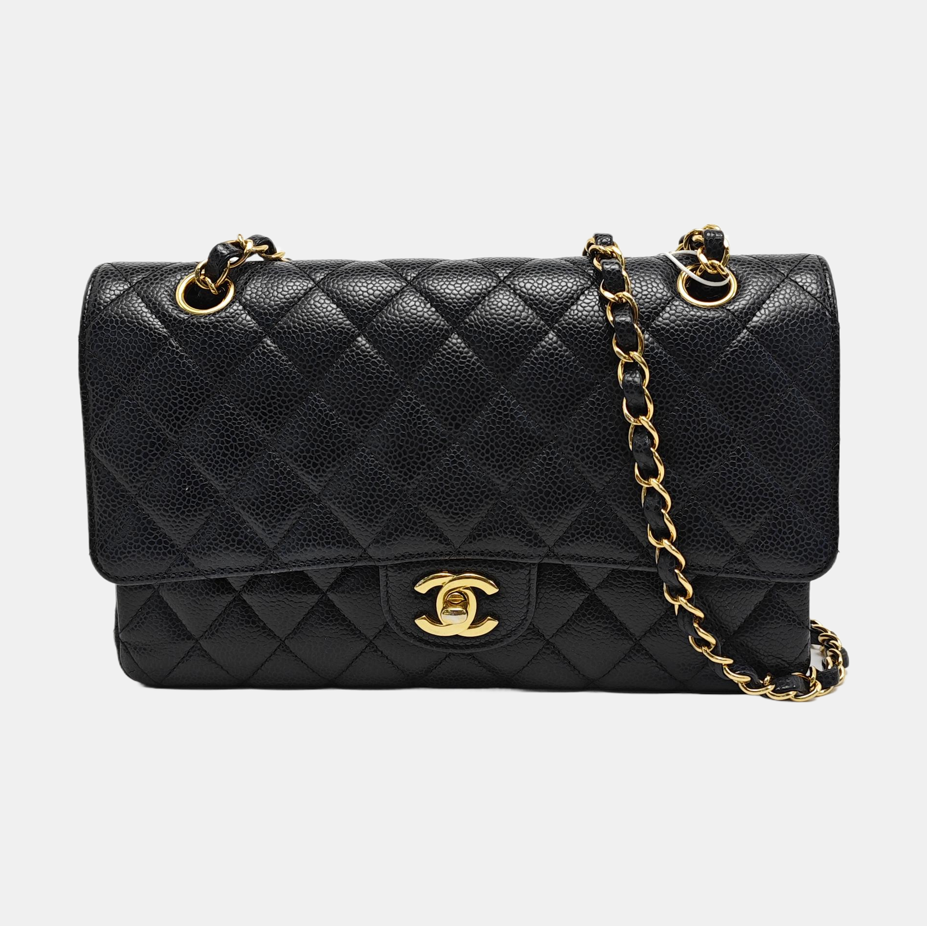 CLASSIC FLAP Medium Quilted Grained Calfskin Black