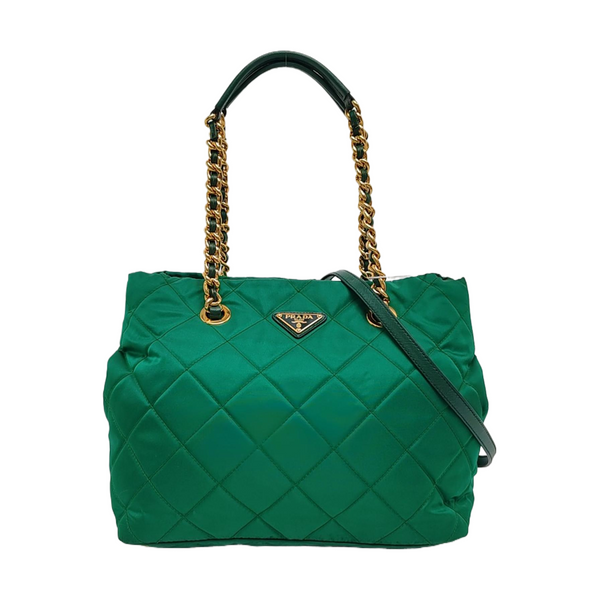 Quilted Nylon Tote Bag Green