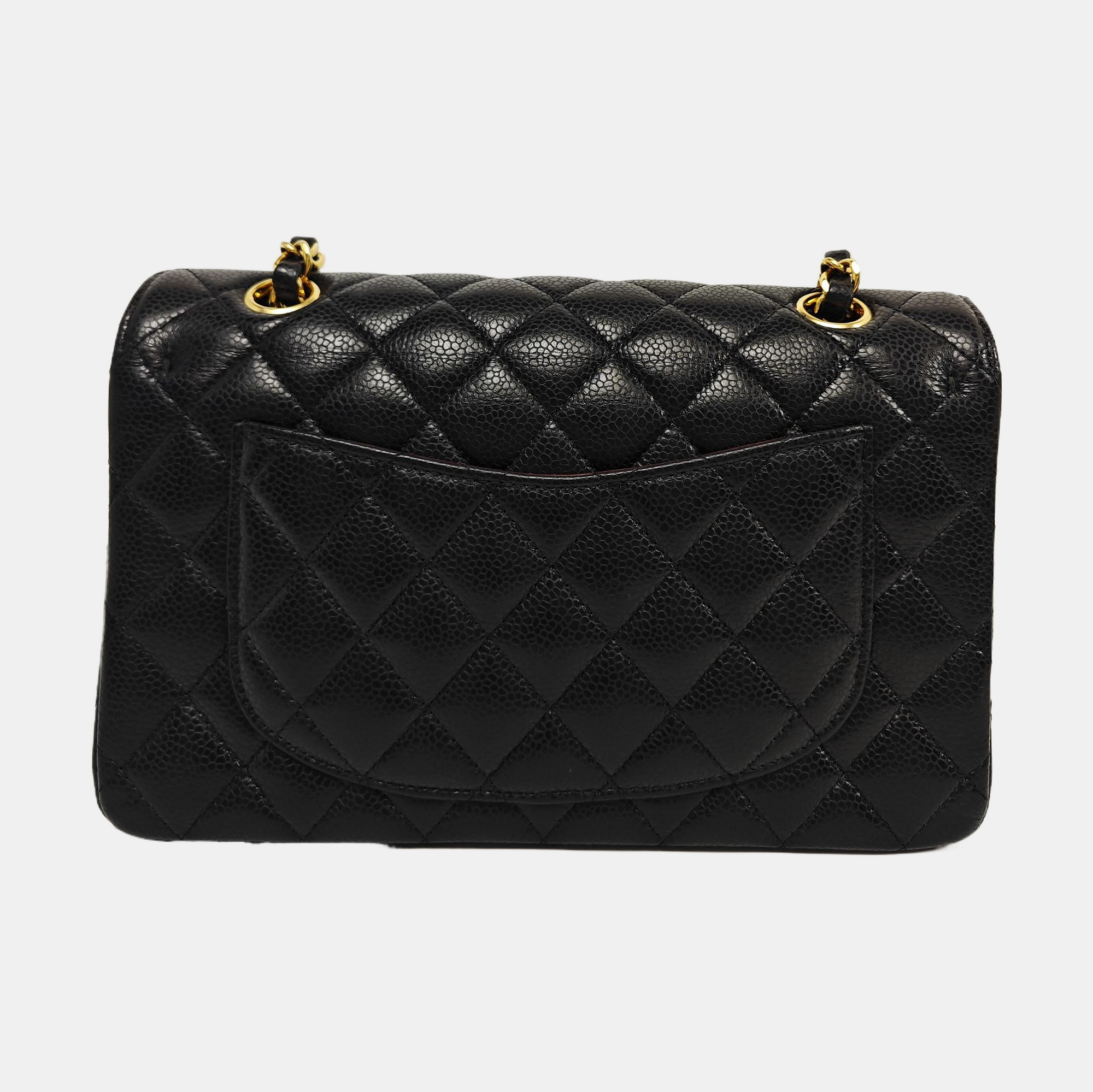 CLASSIC FLAP Small Quilted Grained Calfskin Black