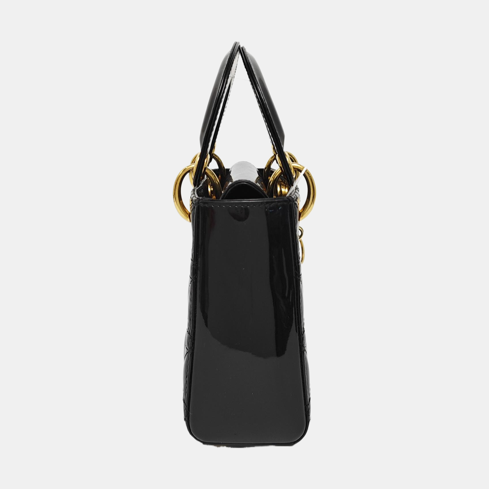 Lady Dior Mini Cannage Patent Leather Black
