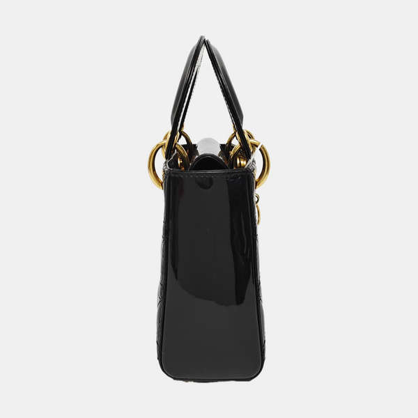 Lady Dior Mini Cannage Patent Leather Black