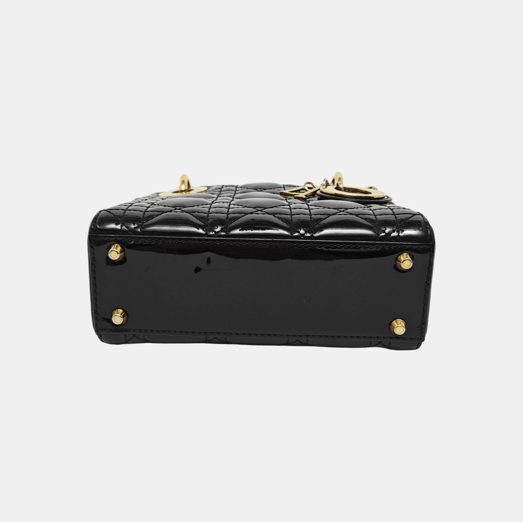 Lady Dior Mini Cannage Patent Leather Black