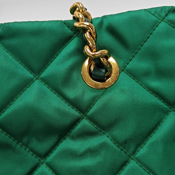 Quilted Nylon Tote Bag Green