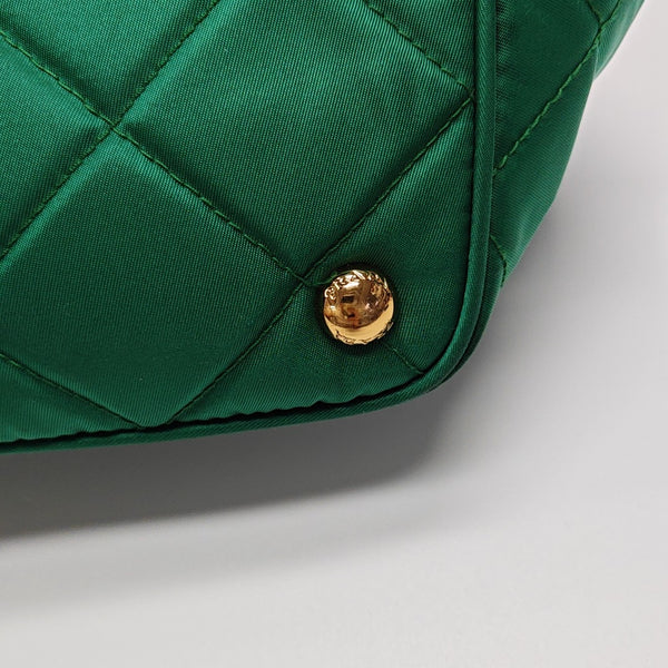 Quilted Nylon Tote Bag Green