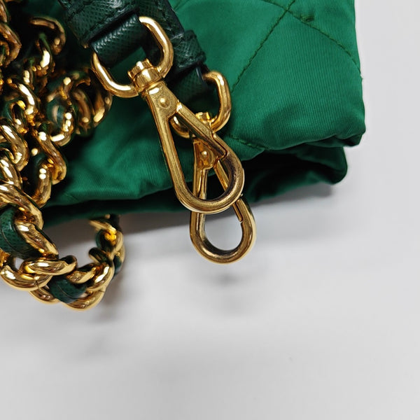 Quilted Nylon Tote Bag Green